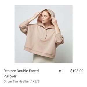 Lunya Double Faced Hoodie, size XS/S, oversized, tan heather